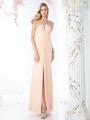 CD-KD011 Halter Neck Twisted Ruching Evening Dress - Peach, Front View Thumbnail