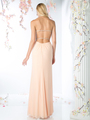 CD-KD011 Halter Neck Twisted Ruching Evening Dress - Peach, Back View Thumbnail