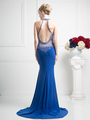 CD-KD012 Halter Beaded Top Backless Gown with Train - Royal, Back View Thumbnail