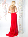 CD-KD019 Halter Top Evening Dress with Side Cutouts - Red, Back View Thumbnail