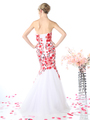 CD-KD080 Sweetheart Trumpet Prom Evening Gown with Embroidery - White Red, Back View Thumbnail