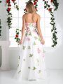 CD-ML6218 Strapless Sweetheart Rosette Prom Dress - Cream, Back View Thumbnail