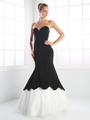 CD-P101 Strapless Sweetheart Formal Gown with Mermaid Hem - Black White, Front View Thumbnail