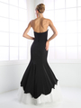CD-P101 Strapless Sweetheart Formal Gown with Mermaid Hem - Black White, Back View Thumbnail