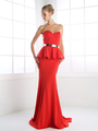 CD-P102 Sweetheart Evening Dress with Mermaid Hem - Red, Front View Thumbnail