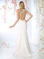 CD-P104 Illusion Long Sleeve Sweetheart Evening Gown  - White, Back View Thumbnail