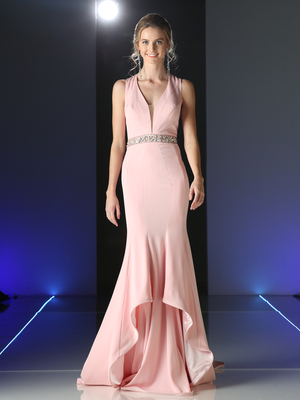 CD-P107 Elegant Long Evening Dress, Blush