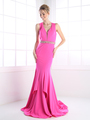 CD-P107 Elegant Long Evening Dress - Fuchsia, Front View Thumbnail