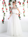 CD-PC908 Off Shoulder Bridal Dress with Beaded Trim - Ivory, Front View Thumbnail