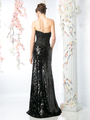 CD-R2014 Sequined gown with lace applique bodice - Black, Back View Thumbnail