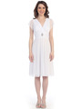 CN1205 Mesh Cocktail Dress with Sleeves - White, Front View Thumbnail