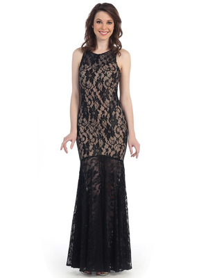 CN1402 Be Admired Lace Evening Dress, Black Nude