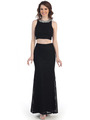 CN1405 Two Piece Lace Evening Dress - Black, Front View Thumbnail