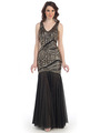 CN1412 Sequin Mermaid Formal Dress - Gold Black, Front View Thumbnail