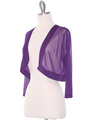 COT-758 3/4 Sleeve Sheer Bolero - Purple, Alt View Thumbnail