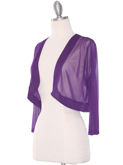 COT-758 3/4 Sleeve Sheer Bolero - Purple, Alt View Medium