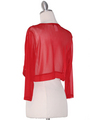 COT-758 3/4 Sleeve Sheer Bolero - Red, Back View Thumbnail