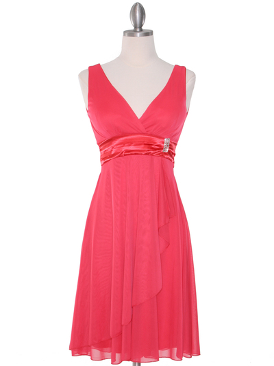 CP2069-D Missy Knit Cocktail Dress - Coral, Front View Medium