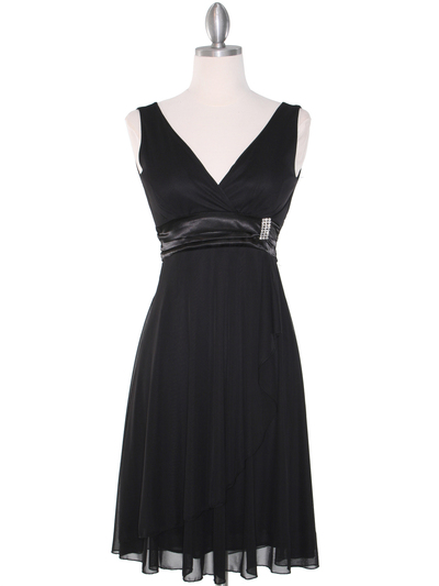 CP2069-D Missy Knit Cocktail Dress - Black, Front View Medium