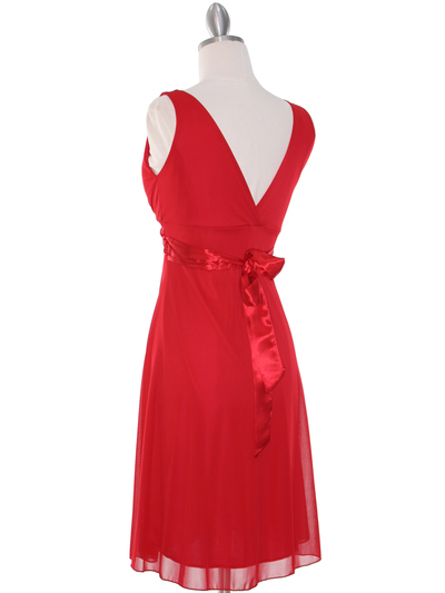 CP2069-D Missy Knit Cocktail Dress - Red, Back View Medium