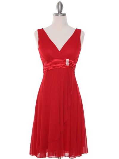 CP2069-D Missy Knit Cocktail Dress - Red, Front View Medium