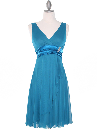 CP2069-D Missy Knit Cocktail Dress - Teal, Front View Medium