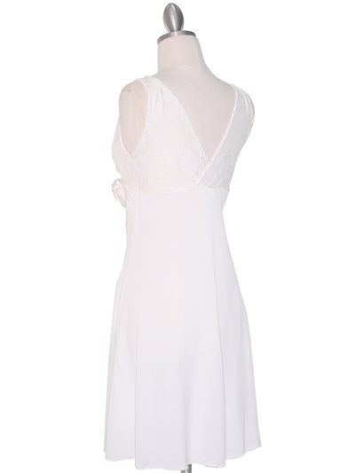CP2134-D Lace Top Cocktail Dress - Off White, Back View Medium