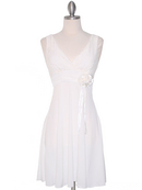 CP2134-D Lace Top Cocktail Dress, Off White