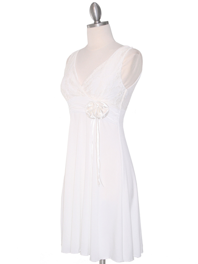 CP2134-D Lace Top Cocktail Dress - Off White, Alt View Medium