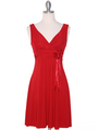 CP2134-D Lace Top Cocktail Dress - Red, Front View Thumbnail