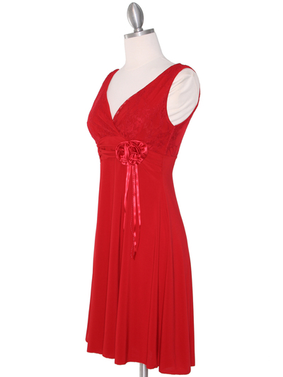 CP2134-D Lace Top Cocktail Dress - Red, Alt View Medium