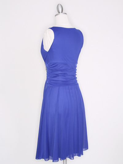 CP2178 V Neck Tea Length Cocktail Dresses - Royal Blue, Back View Medium