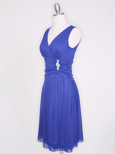 CP2178 V Neck Tea Length Cocktail Dresses - Royal Blue, Alt View Medium