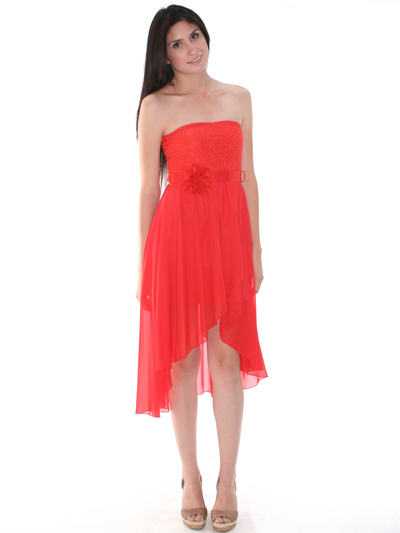 CP2209-lace Lace Top Chiffon High-low Cocktail Dress - Orange, Front View Medium