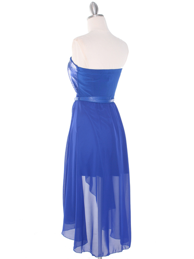 CP2209-seq Sequin Top Chiffon High-low Cocktail Dress - Royal Blue, Back View Medium