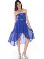 CP2209-seq Sequin Top Chiffon High-low Cocktail Dress - Royal Blue, Alt View Thumbnail
