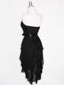 CP2211 Strapless Ruffel High Low Homecoming Dress with Sash  - Black, Back View Thumbnail