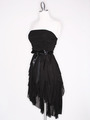 CP2211 Strapless Ruffel High Low Homecoming Dress with Sash  - Black, Alt View Thumbnail