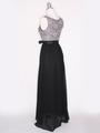 CP2257-CH Long Evening Dress with Sash - Black Gold, Back View Thumbnail