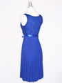 CP2257 Pleated Cocktail Dress with Sash - Royal Blue, Back View Thumbnail