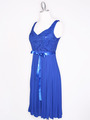 CP2257 Pleated Cocktail Dress with Sash - Royal Blue, Alt View Thumbnail