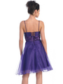 D7730 Sequin Top Glittering Cocktail Dress - Purple, Back View Thumbnail