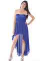 D8402 Strapless Sequin High-low Cocktail Dress - Royal Blue, Front View Thumbnail