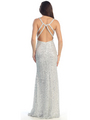 D8468 Jeweled and Sequined Evening Dress - White Silver, Back View Thumbnail