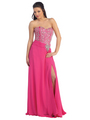 D8475 Sweetheart Jeweled Bodice Evening Dress - Fuschia, Front View Thumbnail