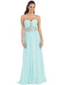 D8645 Sweetheart Embroidery Long Prom Dress - Mint, Front View Thumbnail