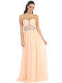 D8645 Sweetheart Embroidery Long Prom Dress - Peach, Front View Thumbnail