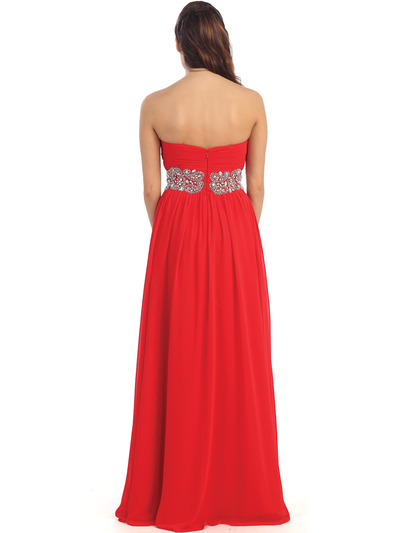 D8645 Sweetheart Embroidery Long Prom Dress - Red, Back View Medium