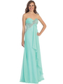 D8660 Sweetheart Draped Wrap Evening Dress - Mint, Front View Thumbnail