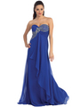 D8660 Sweetheart Draped Wrap Evening Dress - Royal Blue, Front View Thumbnail